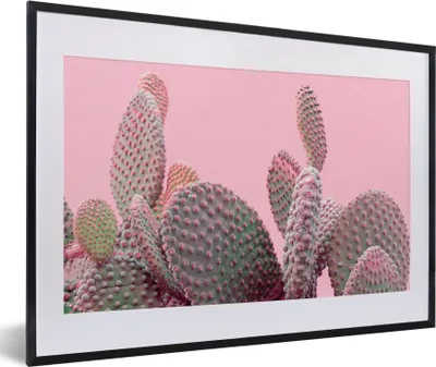Produktbild von MuchoWow® Gerahmtes Poster Kaktus - Pflanzen - Sommer 60x40 cm - Poster mit Schwarzem Bilderrahmen Wandposter Rahmen Foto Bilder - Schlafzimmer - Plakat in Rahmen - Drucken