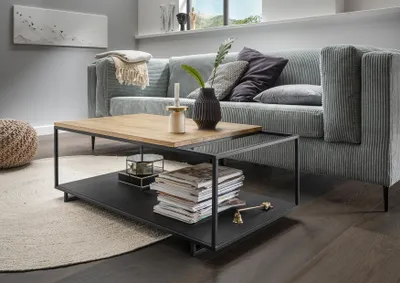 Produktbild von Couchtisch >2149< in Wildeiche, Gestell Metall - 100x40x60cm (BxHxT)