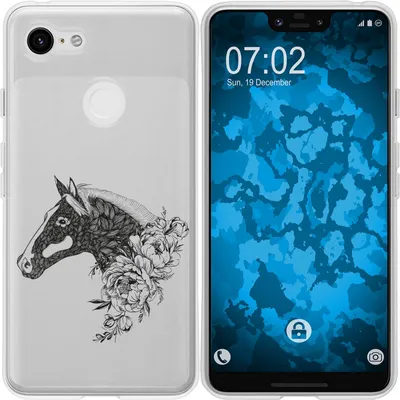 Produktbild von PhoneNatic Case kompatibel mit Google Pixel 3 XL Silikon-Hülle Floral Pferd M5-1