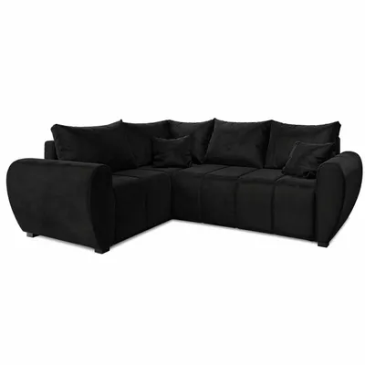 Produktbild von Ecksofa MOKA L linke Seite mit Schlaffunktion L-Form, Sofa mit Bettkasten, Wohnzimmersofa, Couch, Bettsofa, Couchgarnitur – Schwarz Kronos 07