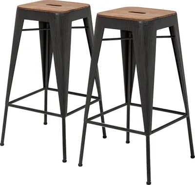 Produktbild von home24 Barhocker - 2er-Set - Akazie Massiv / Metall