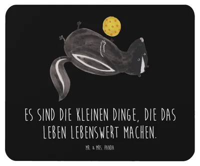 Produktbild von Mr. & Mrs. Panda Mousepad Stinktier Ball - Schwarz - Geschenk, Raubtier, Stinker, Mouse Pad, Wildtier, pc, Mauspad, mousematte, Weisheit, Skunk, laptop