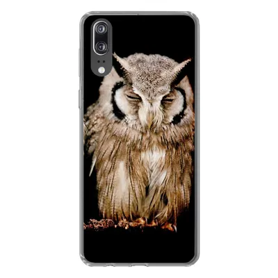 Produktbild von MuchoWow® Handyhülle Schutzhülle Hülle für Huawei P20 Eule - Vogel - Schwarz Silikon Softcase Handy Hülle - Hardcover