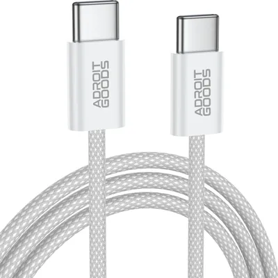 Zdjęcie produktu dla AdroitGoods 60W Kabel USB-C do USB-C - 100cm - Nylon - Biały
