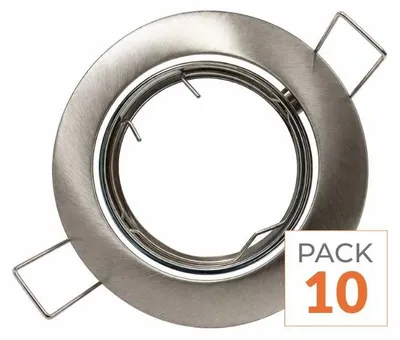 Image de Spot encastré LED orientable, modèle GU10, finition inox, forme ronde. Pack de 10