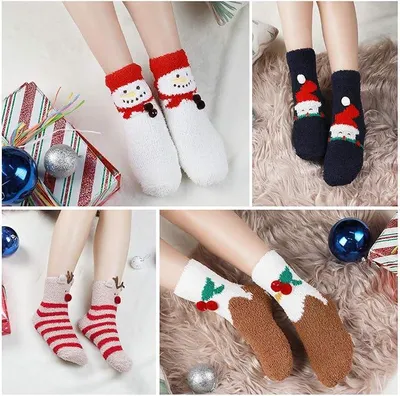 Produktbild von Weihnachtssocken Kinder 2–7 Jahre – Kuschelsocken – Flauschige Wintersocken – Warme Bettsocken – Haussocken – Weihnachtssocken für Jungen & Mädchen