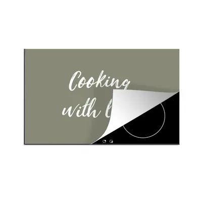 Produktbild von KitchenYeah© Herdabdeckplatte Zitate - Kochen mit Liebe - Sprichwörter - Liebe - Kochen , 77x51cm, Küche Deko, Glaskeramikkochfeld Herdabdeckung, Abdeckplatte fùr Kochfeld