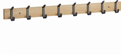 Produktbild von ACAZA Garderobe - 16 Haken - 88 cm - Helles Eichenholz - Wandgarderobe - Hängende Garderobe - Wandgarderobe Holz