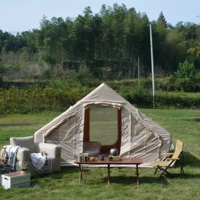 Image de AIORBER Tente de camping, pour 4-6 personnes, poutres gonflables, facile à monter, étanche à l'eau et au vent, pour le camping, la randonnée, 300x210x200cm,Beige