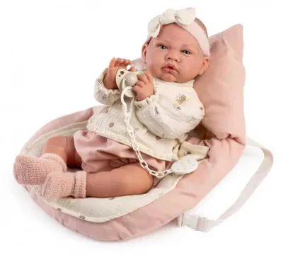 Image de Poupée espagnole Lua avec porte-bébé/sac de couchage, 42 cm - Antonio Juan