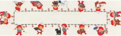 Produktbild von Eva Rosenstand Tischläufer Kreuzstich Set "Zwerge", Zählmuster, 31x93cm