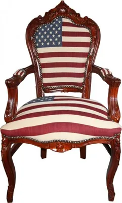 Produktbild von Casa Padrino Barock Esszimmer mit Armlehnen USA / Mahagony Braun Antik Stil