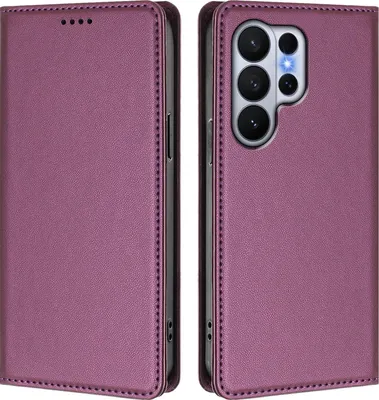 Image de Etui en cuir pour Samsung Galaxy S26 Ultra, étui magnétique en cuirPolyuréthaneavec support Violet
