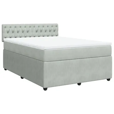 Produktbild von Boxspringbett mit Matratze Hellgrau 140x200 cm Samt