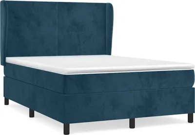 Obrázek produktu pro vidaXL Postel Boxspring s matrací Dark Blue 140x200 cm Velvet
