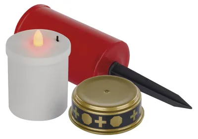 Produktbild von Grabkerze LED rot 7x12,5 cm IP44 batteriebetrieben Grableuchte DCCV22 Kunststoff