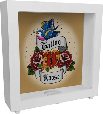 Produktbild von Tattoo Kasse Rahmen Spardose aus Holz