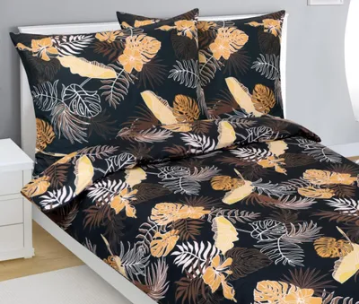 Image de Parure de lit en coton - Gris foncé, orange - 140 x 200, 70 x 90