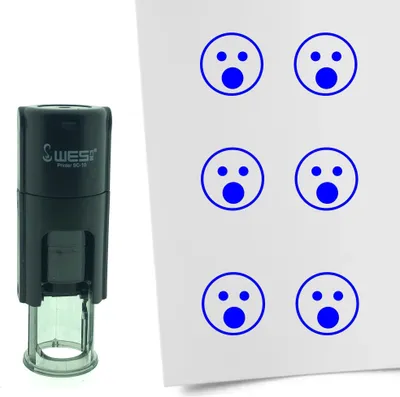 Immagine prodotto di Timbro CombiCraft Smiley Startled rotondo da 10 mm - inchiostro blu