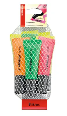 Produktbild von Textmarker - STABILO NEON - 8er Pack - 4 x gelb, 2 x grün, 1 x orange, 1 x pink