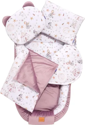 Produktbild von Candy Circus & Heather Soft Velvet 5-teiliges Set XXL Babynest
