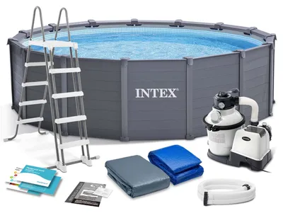Produktbild von Intex 26384NP, Gerahmter Pool, Kind & Erwachsener, Leiter, Blau, Graphit