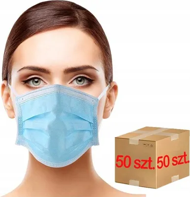 Zdjęcie produktu dla Maseczka higieniczna trójwarstwowa Niebieska - 50 szt.