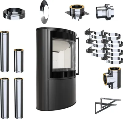 Immagine prodotto di Cucina a libera installazione KRATKI Koza BJORN 8kW 150 Set Camino esterno