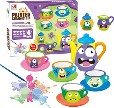 Produktbild von Tee-Kaffee-Malset Keramikgips Für Kinder Kreativ