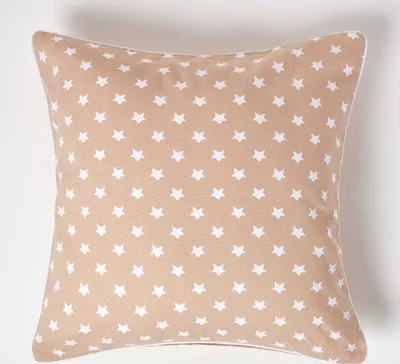 Produktbild von HOMESCAPES Kissenbezug aus Baumwolle mit Sternen, beige, 60 x 60 cm