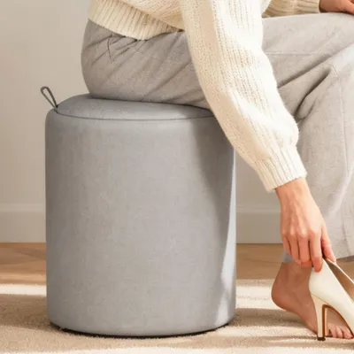 Produktbild von Theo&Cleo Sitzhocker mit Stauraum Fußhocker Aufbewahrungsbox mit Deckel Couchtisch für Wohnzimmer Schlafzimmer Flur