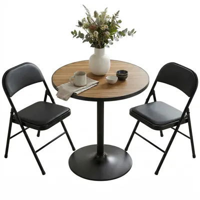 Produktbild von HOMCOM 3-teiliges Essgruppe mit Rundem Esstisch für Esszimmer Küche
