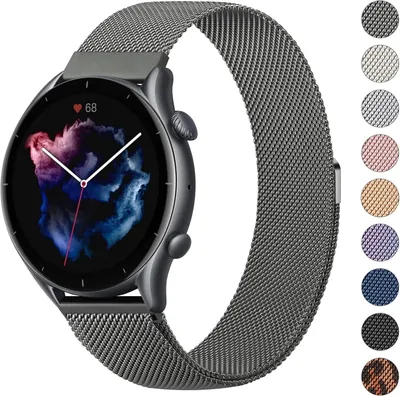 Produktbild von Uhrenarmband Edelstahl magnetisch 46mm, kompatibel mit Amazfit GTR 3, GTR 3 Pro, GTR 4, GTR 2, für die Uhr