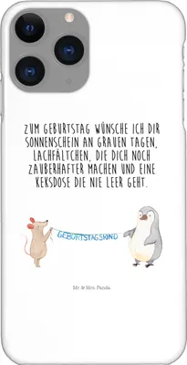 Produktbild von Mr. & Mrs. Panda Iphone 11 Pro Handyhülle Maus Pinguin Geburtstag - Weiß - Geschenk, Happy Birthday, Handy Case, Premium Kunststoff