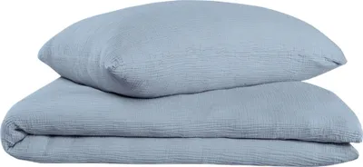 Produktbild von Oh Cosy Bettwäscheset Sally | 2-teilig | Uni | Musselin | 100% Baumwolle | Knopfverschluss | 135x200cm + 80x80cm | Hellblau