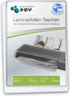 Produktbild von Laminierfolien A4 (235 x 315 mm), 2 x 250 mic, glänzend, für Fahrplanhalterung/Mabeg