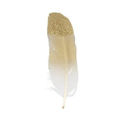 Produktbild von Artemio 6 gold lackierte Federn mit Glitzer und Pailletten für Bastelarbeiten