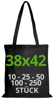 Produktbild von Baumwolltasche 38x42 cm, Packung mit unbedruckten Taschen, lange Träger, widerst