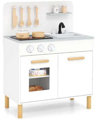 Immagine prodotto di Cucina giocattolo in legno per bambini con luci e suoni per cucinare in modo interattivo, 55 x 31 x 75 cm, bianca - A