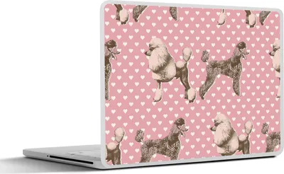 Produktbild von MuchoWow® Laptop Aufkleber Sticker Cover Herz - Pudel - Muster 31x22.5 cm - Laptop-Deko