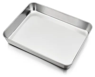 Obrázek produktu pro Pekáč plech obdélníkový - Nerezová ocel - 23 x 17 x 5 cm - Vhodný do myčky nádobí - Pečicí forma na koláče a lasagne