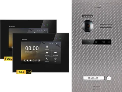 Produktbild von BALTER EVO HD Karbon-Silber Video Türsprechanlage Set 1 Teilnehmer 2x7" Monitor Schwarz