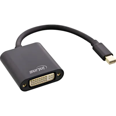 Produktbild von InLine Mini DisplayPort zu DVI Adapter Aluminium, schwarz, 0,15m, 0,15 m, Mini DisplayPort, DVI-D, Männlich, Weiblich, Gerade