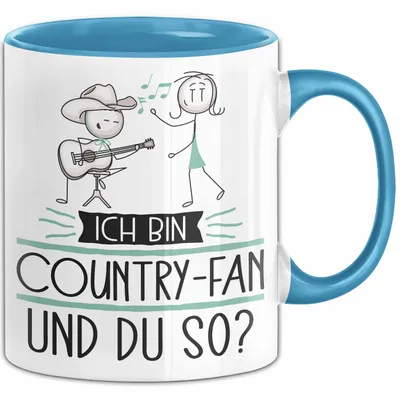 Produktbild von Country-Fan Tasse Geschenk Ich Bin Country-Fan Und Du So Geschenkidee Lustiger Spruch Becher (Blau)
