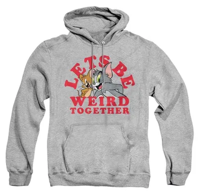 Immagine prodotto di Felpa con cappuccio "Weird Together" ispirata a Tom e Jerry, unisex, adatta a uomo e donna, ideale per San Valentino, modello TV39418 (taglia M), colore: grigio melange sportivo