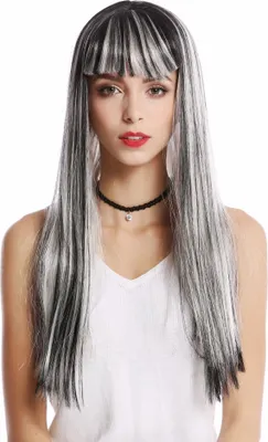 Produktbild von WIG ME UP Perücke Grau Schwarz Weiß Strähnen Lang Pony 90770-ZA68C+ZA103