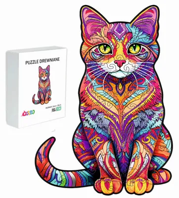Obrázek produktu pro Pasjo24 Dřevěná puzzle kočka, 136 dílků, dárek pro děti