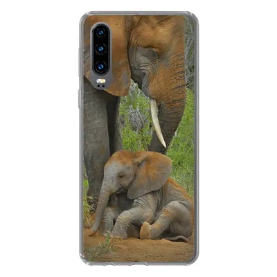 Produktbild von MuchoWow® Handyhülle Schutzhülle Hülle für Huawei P30 Elefant - Tiere - Sand - Natur Silikon Softcase Handy Hülle - Kartenbesitzer