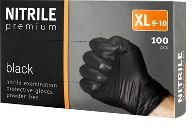 Produktbild von PREMIUM puderfreie Nitrilhandschuhe [XL] 100 Stück schwarz