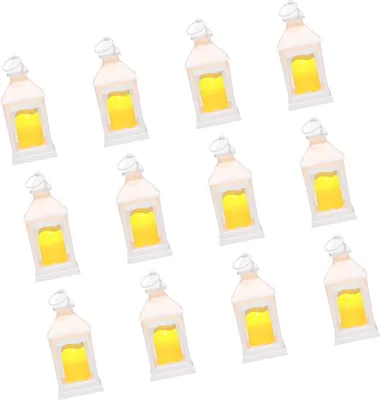 Obrázek produktu pro SucceBuy 12 balení dekorativních luceren s LED svíčkami bez plamene, plastový držák se sklem, ideální pro nástěnné dekorace, verandy, svatební stoly, večírky a statky, bílé, 105x105x240 mm